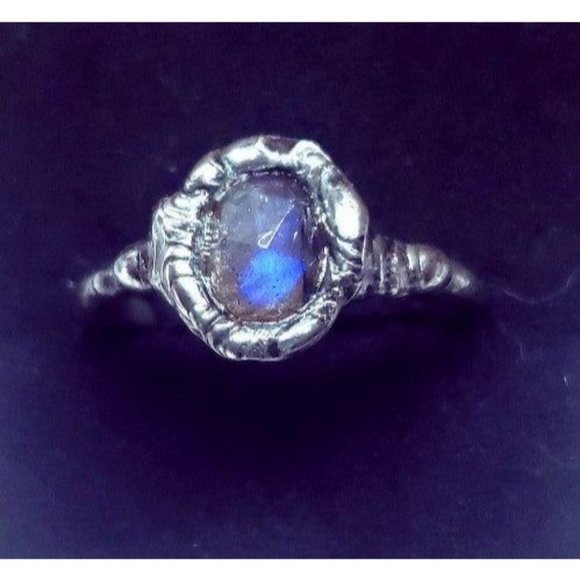 Blue faceted labradorite crystal Ring size 7 - Picture 4 of 12
